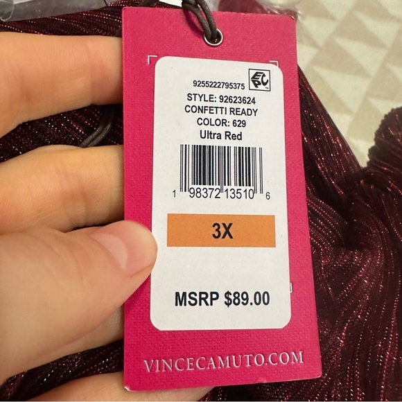 Vince Camuto
Plus Size Metallic Off-The-Shoulder Tie-Front Bouse - Picture 4 of 4